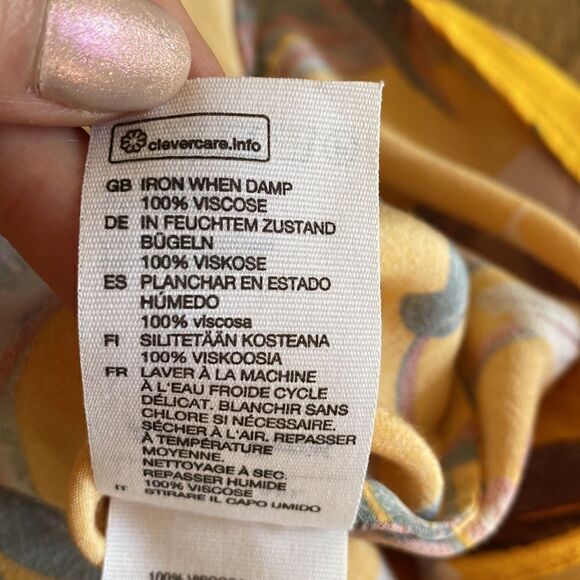 & Other Stories Golden Yellow Floral Faux Wrap Mini Dress Size 4 - Picture 8 of 14